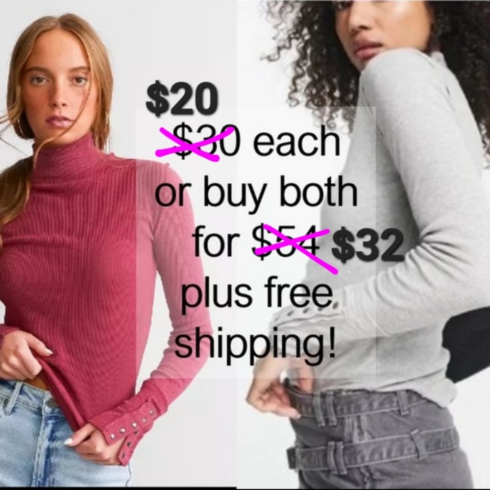 We the Free "Freya" Mock Turtlenecks - MAGENTA